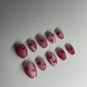 Pink Heart Nail Set